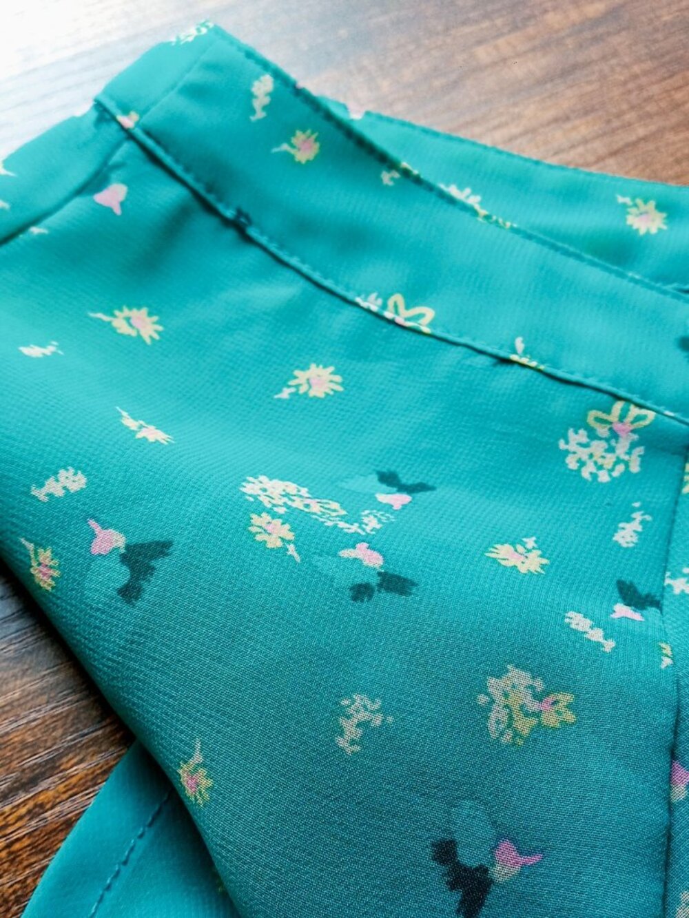 LC Lauren Conrad Women's Sz L Turquoise Blue Floral Semi-Sheer Blouse 3/4 Sleeve - Picture 13 of 15